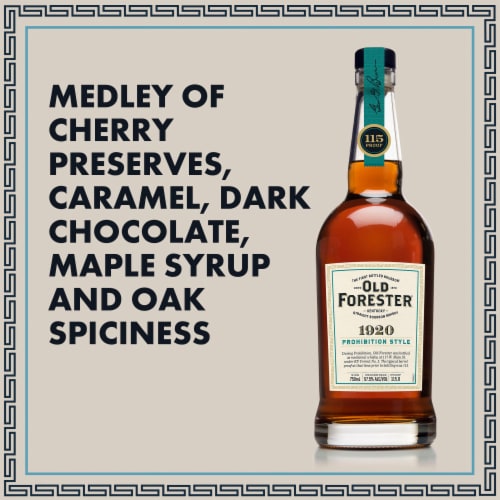 Old Forester 1920 Prohibition Style Kentucky Straight Bourbon Whisky Perspective: back