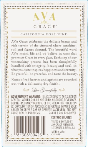 Ava Grace Wineyards Rose Wine Perspective: back