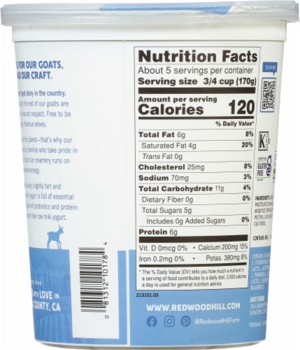 Redwood Hill Farm Plain Goat Milk Yogurt Cup Perspective: back