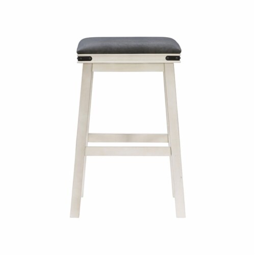 Linon Serrano 30  Wood Backless Barstool in Off White Perspective: back