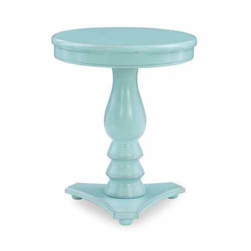 Linon Bree Wood Accent Side Table in Blue Perspective: back