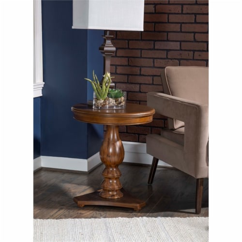 Linon Bree Wood Accent Side Table in Hazelnut Brown Perspective: back