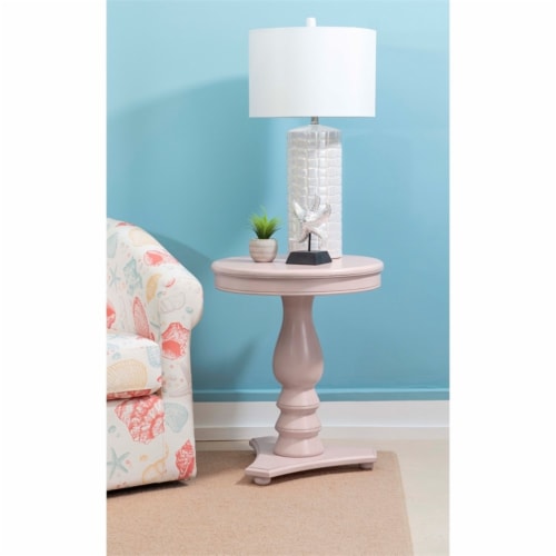 Linon Bree Wood Accent Side Table in Pink Perspective: back