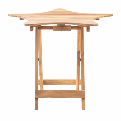 Linon Westover Wood Outdoor Folding Table in Natural Brown Perspective: back