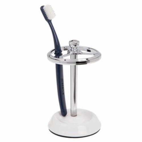 InterDesign York Toothbrush Holder - White/Chrome Perspective: back