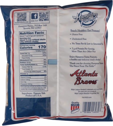 Hampton Farms Atlanta Braves Salted Roasted Peanuts Perspective: back