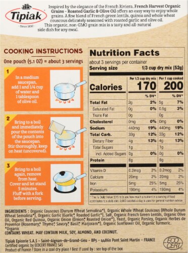 Tipiak Organic Grains Roasted Garlic & Olive Oil Grain Mix Perspective: back