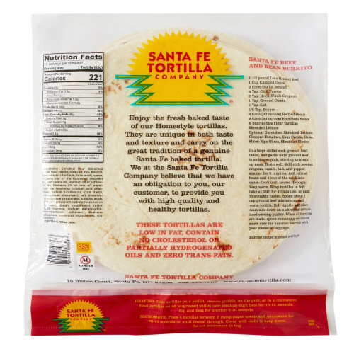 Santa Fe Homestyle Burrito Size Tortillas Perspective: back