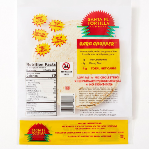 Santa Fe Low Carb Flour Tortillas Perspective: back
