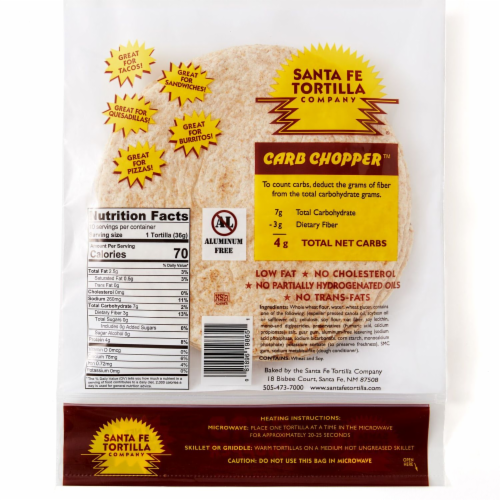 Santa Fe Low Carb Wheat Tortillas Perspective: back