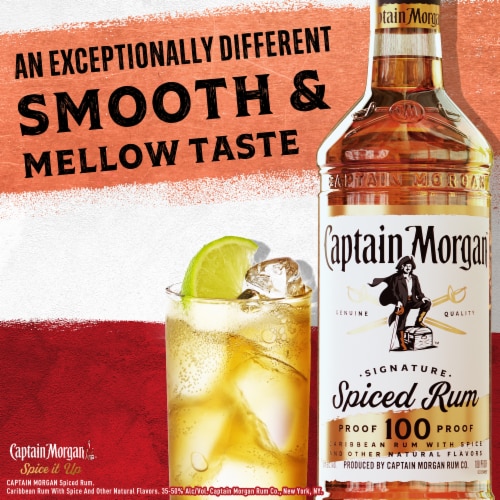 Captain Morgan 100 Proof Spiced Rum Perspective: back