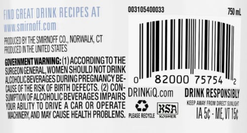 Smirnoff Fluffed Marshmallow (Vodka Infused With Natural Flavors) Perspective: back
