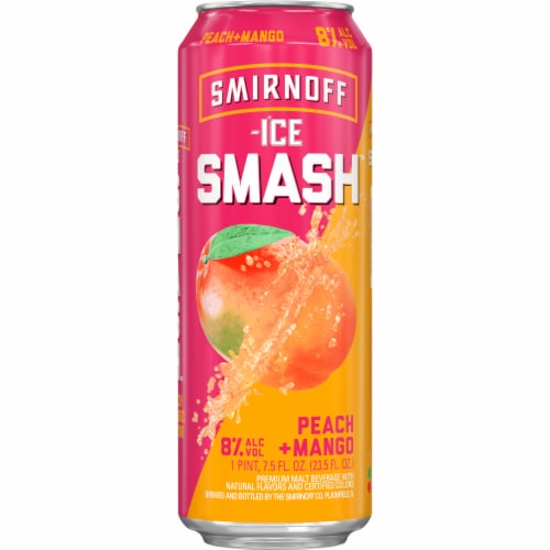 Smirnoff Ice Smash Peach & Mango Flavored Hard Beverage Single Can Perspective: back