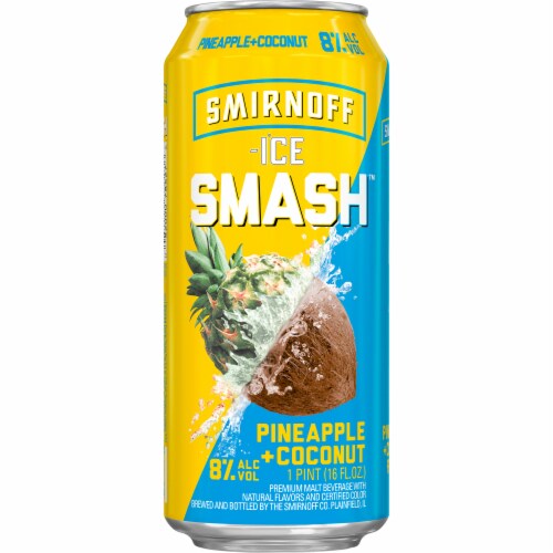 Smirnoff Ice Smash Pineapple & Coconut Flavored Hard Beverage Single Can Perspective: back