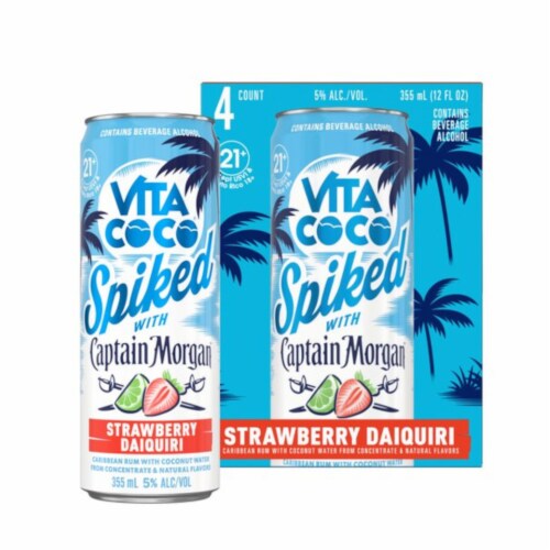 Vita Coco Spiked with Captain Morgan Strawberry Daiquiri Perspective: back