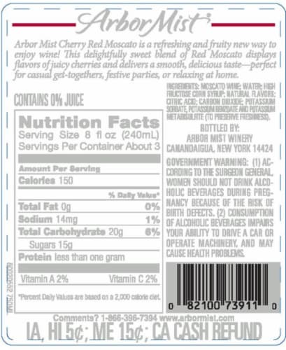 Arbor Mist Cherry Red Moscato Wine Perspective: back