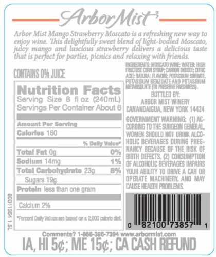 Arbor Mist Cherry Red Moscato Sweet Wine Perspective: back