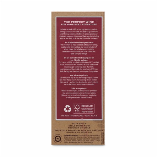 Bota Brick Pinot Noir Red Wine California Perspective: back
