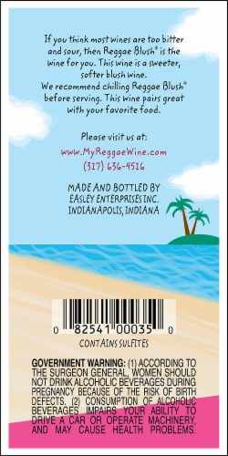 Easley Winery Reggae Blush Red Table Wine Perspective: back