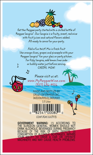 Easley Winery Reggae Sangria Perspective: back