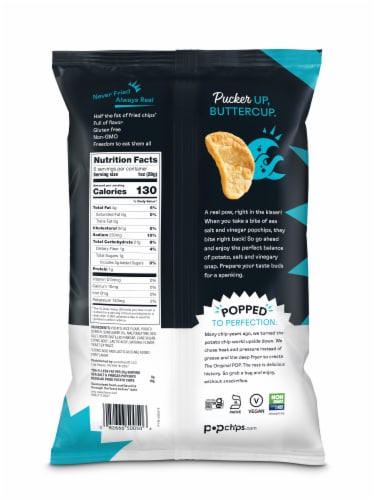 popchips® Original Sea Salt & Vinegar Popped Potato Snack Perspective: back