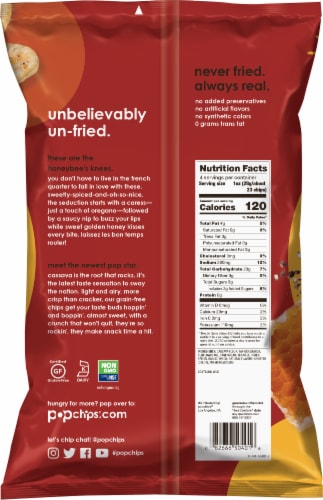 popchips Cajun Honey Popped Chip Snacks Perspective: back