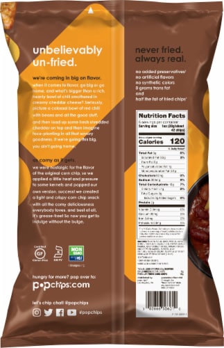 popchips® Chili Cheese Popped Corn Chip Snacks Perspective: back