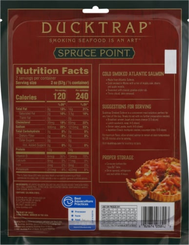Ducktrap River of Maine Scottish Style Spruce Point Smoked Atlantic Salmon Perspective: back