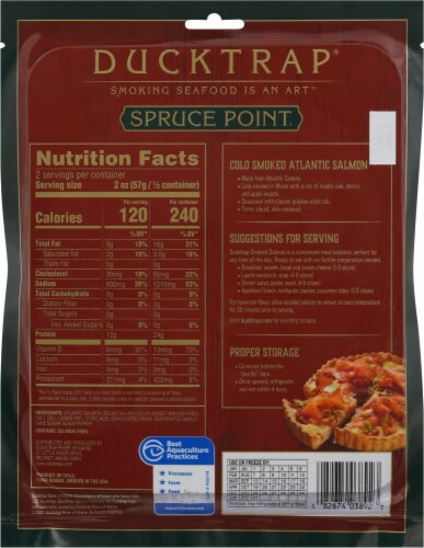 Ducktrap River of Maine Scottish Style Spruce Point Smoked Atlantic Salmon Perspective: back