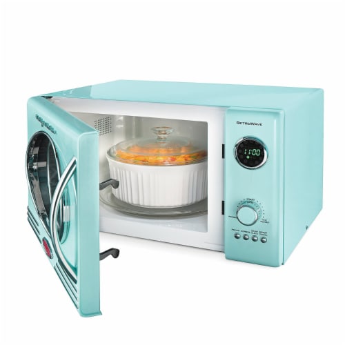 Nostalgia Retro 800-Watt Countertop Microwave Oven - Aqua Perspective: back