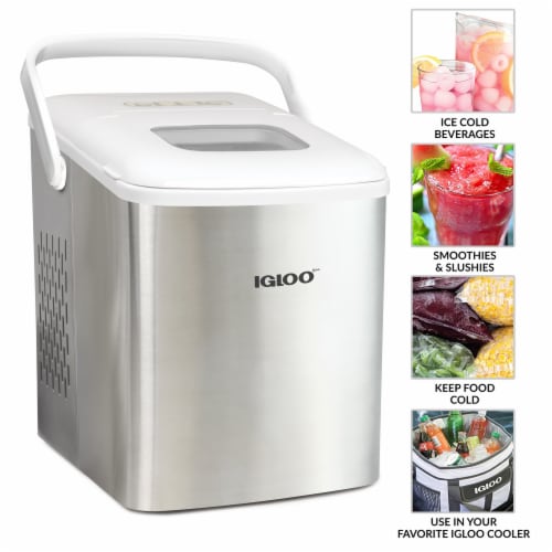 Igloo Automatic Self-Cleaning Portable Countertop Ice Maker with Handle - Stainless Steel Perspective: back