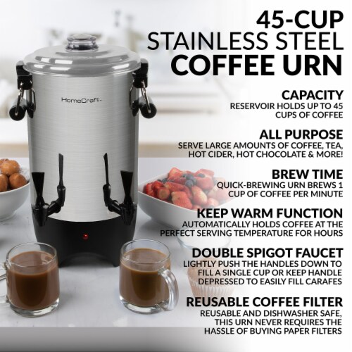 HomeCraft Quick Brewing Automatic Stainless Steel Coffee Urn Perspective: back