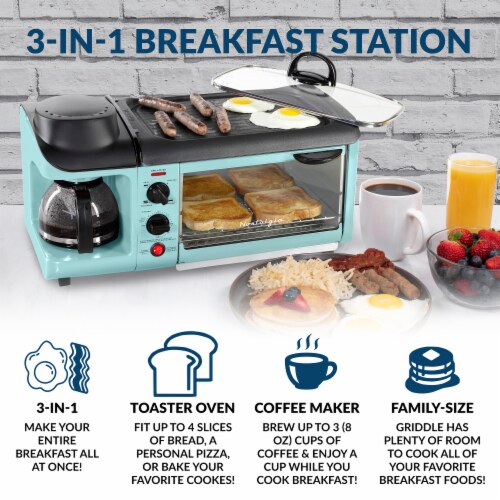 Nostalgia Retro 3-in-1 Family Breakfast Station - Aqua Perspective: back