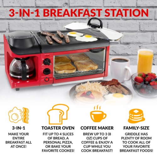 Nostalgia Retro 3-in-1 Family Breakfast Station - Red Perspective: back