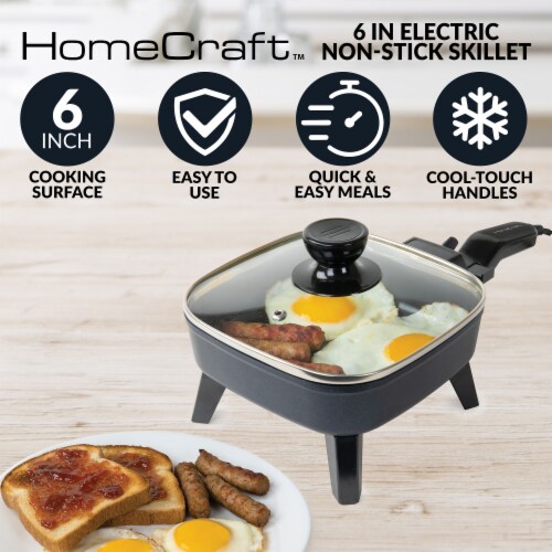HomeCraft Electric Non-Stick Skillet - Black Perspective: back
