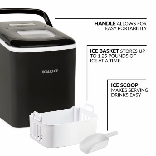 Igloo Automatic Self-Cleaning Portable Countertop Ice Maker Machine With Handle - Black Perspective: back