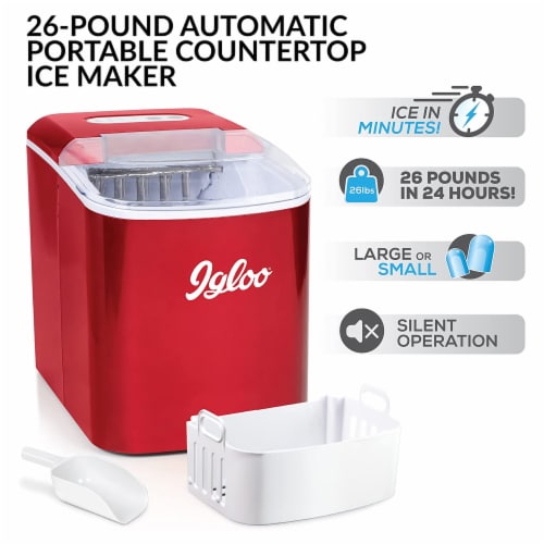 Magic Chef Kitchen Portable Countertop Ice Maker with Digital Controls - Red