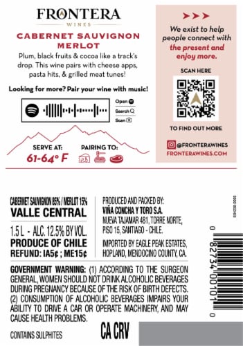 Frontera Cabernet Sauvignon Merlot Red Wine Perspective: back