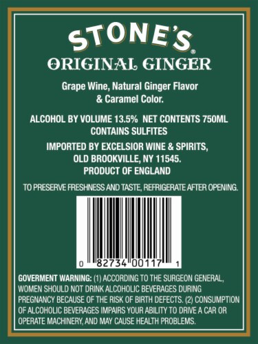 Stone's Original Ginger Wine Perspective: back