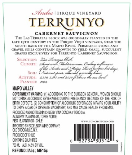 Terrunyo Cabernet Sauvignon Perspective: back