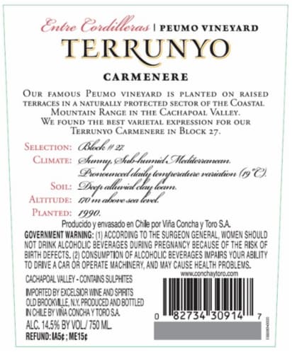 Terrunyo Carmenere Perspective: back