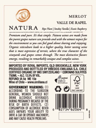 Banfi Natura Merlot Perspective: back