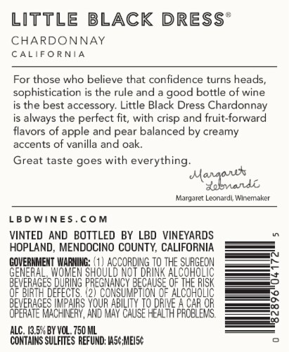 Little Black Dress Chardonnay Perspective: back