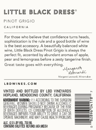 Little Black Dress Pinot Grigio Perspective: back