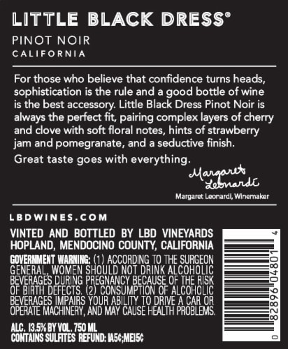 Little Black Dress Pinot Noir Perspective: back