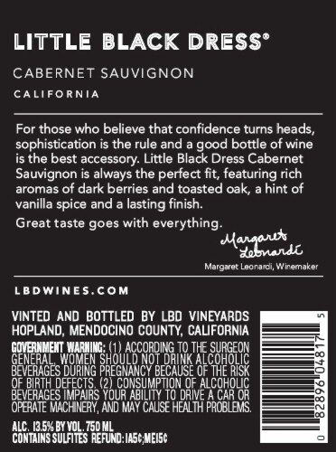 Little Black Dress Cabernet Sauvignon Perspective: back
