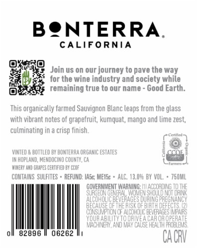 Bonterra Made With Organic Grapes California Rose Wine Perspective: back