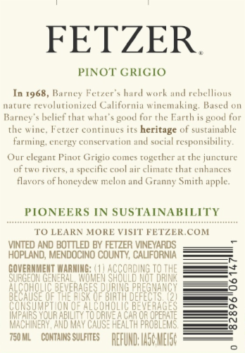Fetzer Pinot Grigio Perspective: back