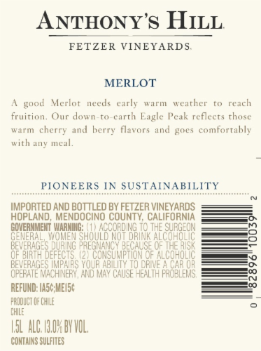 Fetzer Merlot Perspective: back