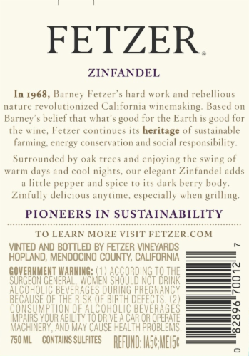 Fetzer Zinfandel Perspective: back